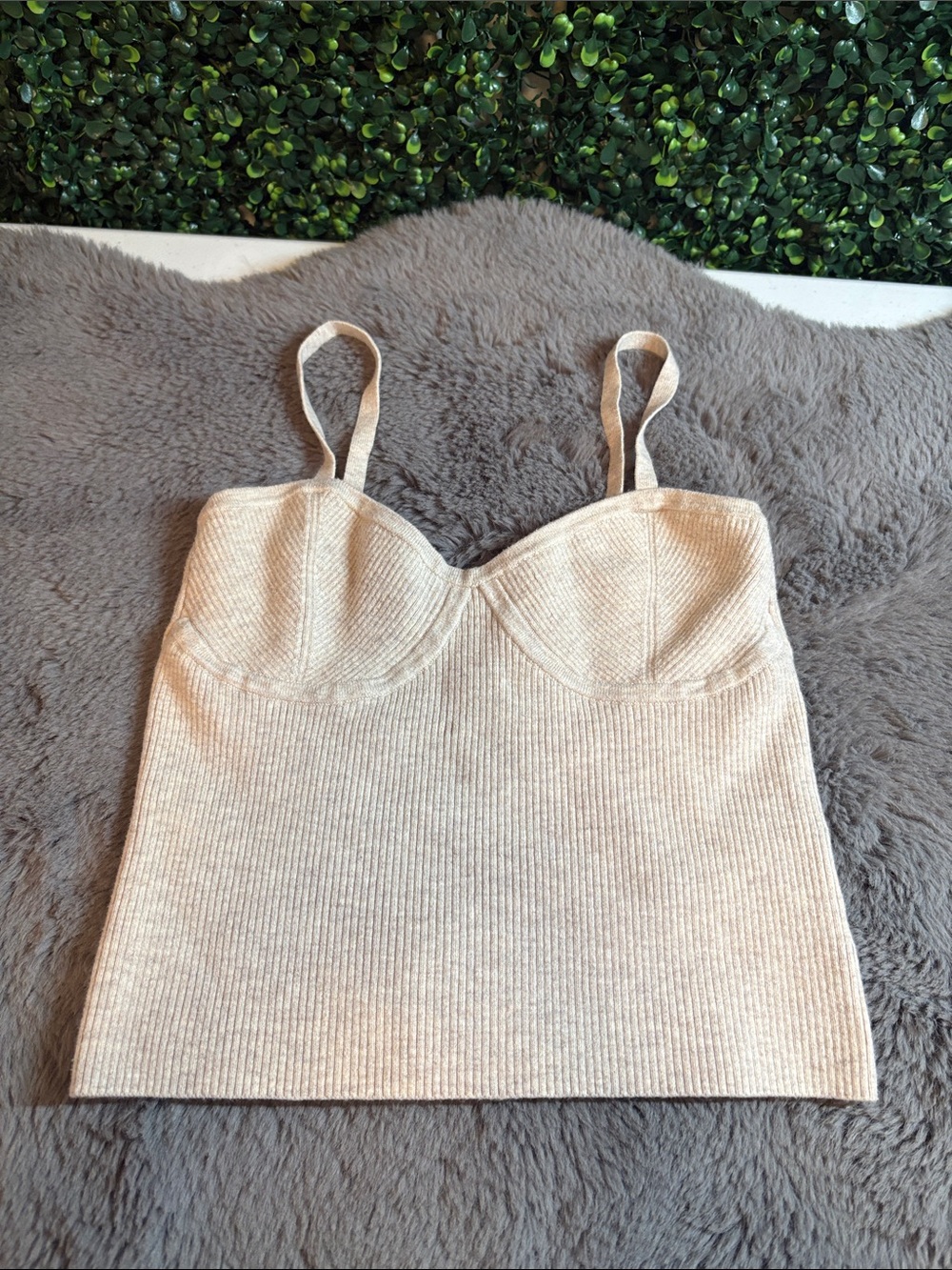 Madewell Cream Ribbed Knit Tank Top Size Small